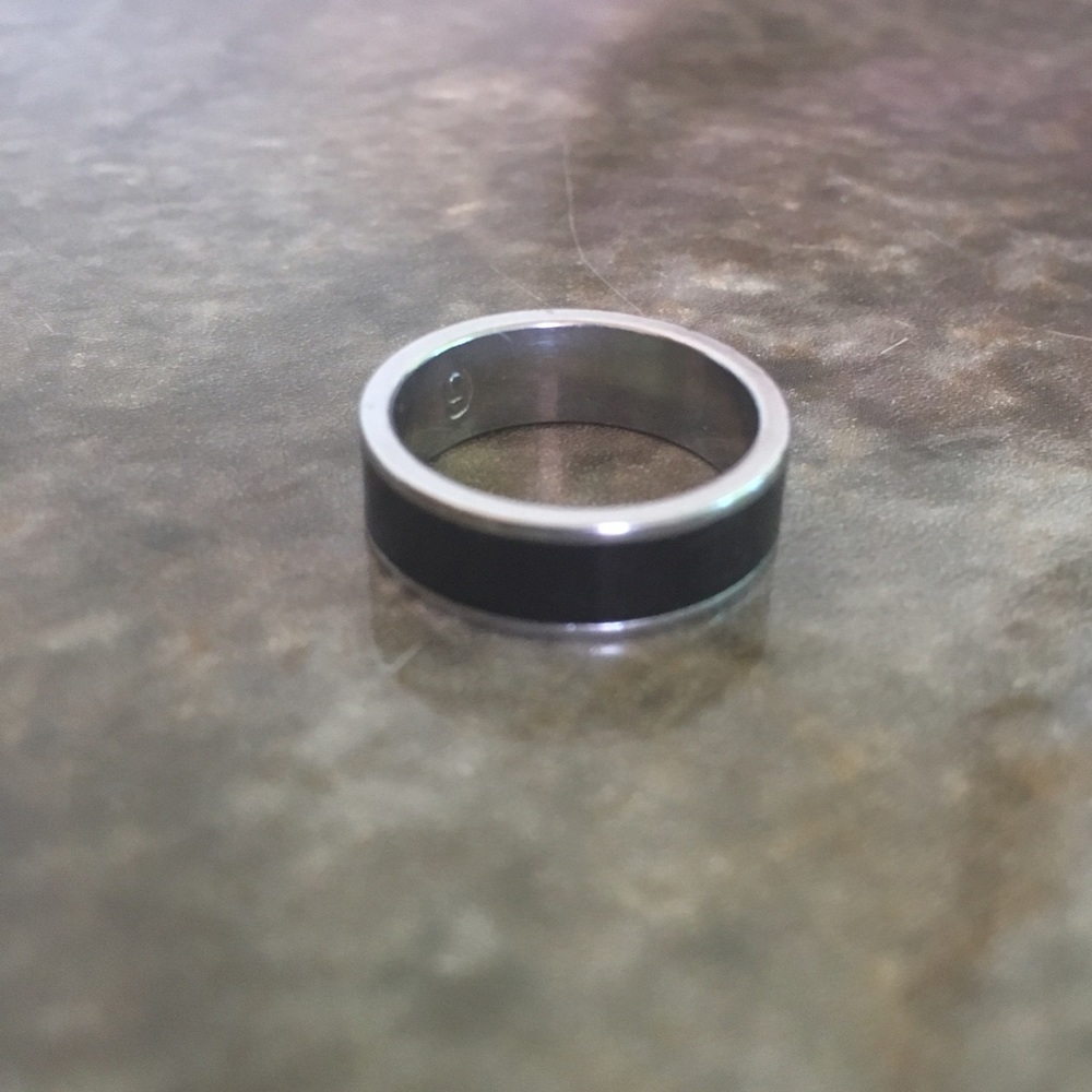 Tungsten Black & Silver Band Ring | Unisex Modern Minimalist (Size 5.75) - Picture 2 of 3